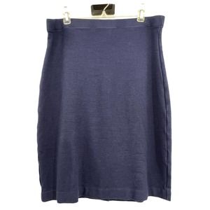 Boden Navy Blue Knit Pencil Skirt Exposed‎ Zipper Career Workwear Basic US 8L